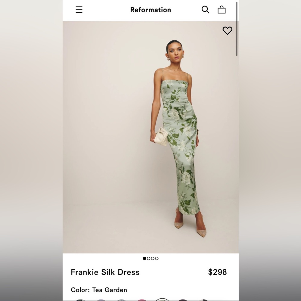 Reformation Frankie Silk Dress Tea Garden Size 4